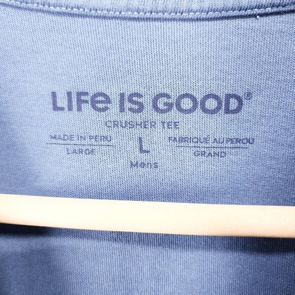 Life Is Good Mens "Hoppy‎ Easter" Blue Crusher T-Shirt L Funny Bunny Graphic - Picture 6 of 7